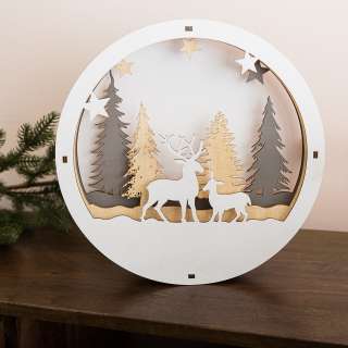 home24 LED-Dekofigur Weihnachtsszene Winterwald