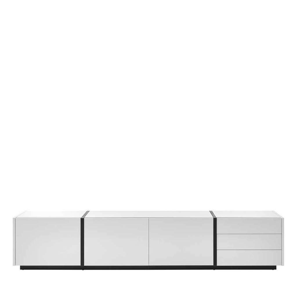 Modernes TV Sideboard in Weiß und Schwarz 252 cm breit