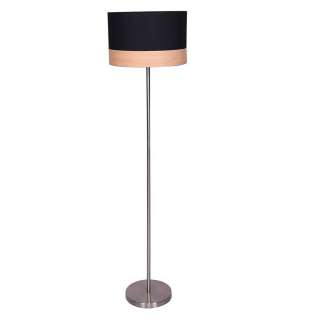 Skandi Stehlampe in Schwarz und Holz Naturfarben