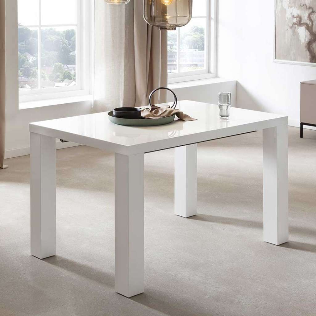 Esszimmer Tisch in Weiß Hochglanz Mittelauszug