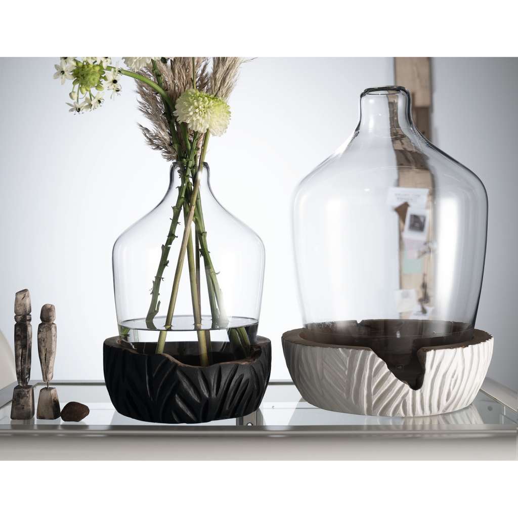 home24 Vase mit Holzsockel Casolare II