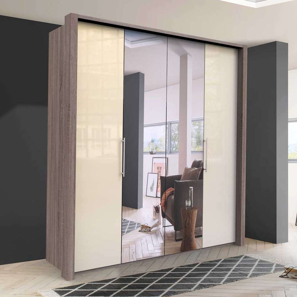 Spiegel Kleiderschrank mit Falttüren glasbeschichtet