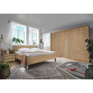 Komplettschlafzimmer in Eiche Bianco Holzoptik modernem Design (vierteilig)
