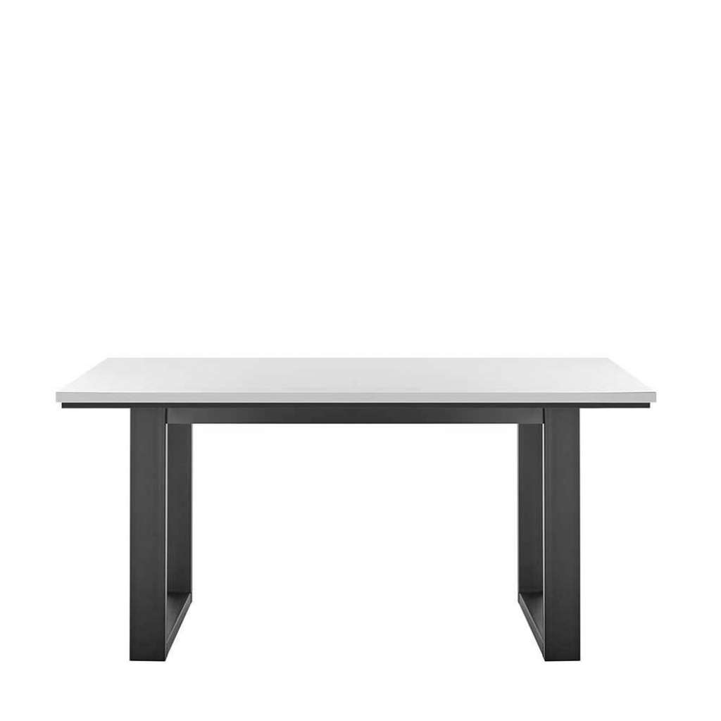 Esszimmer Tisch in Weiß und Schwarz melaminbeschichtet