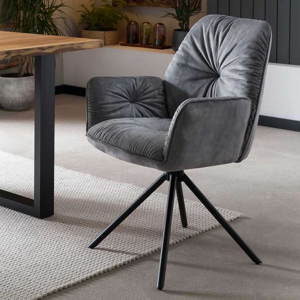 Polster Armlehnstuhl in Grau und Schwarz drehbar