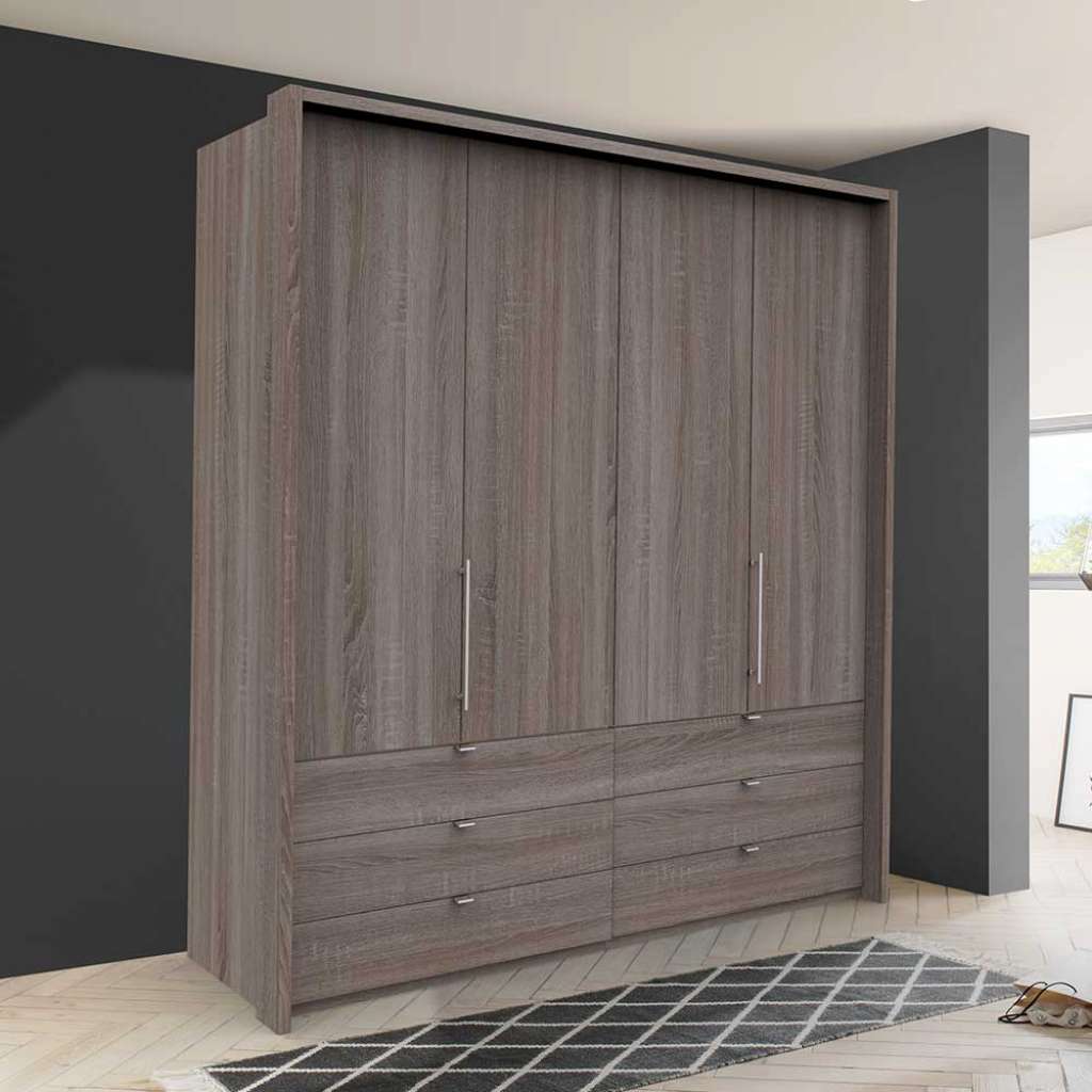 Kleiderschrank Jugendzimmer 2 türig mit Schubladen Eiche Trüffelfarben