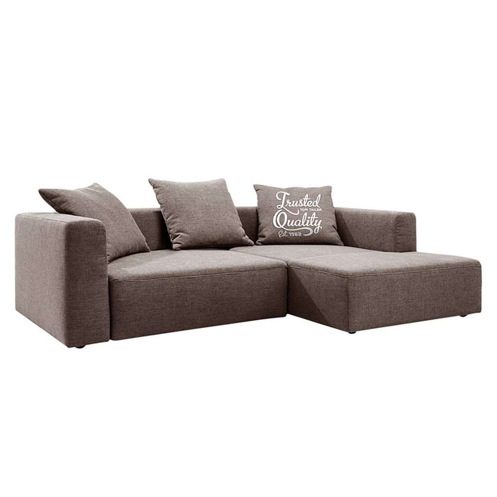 home24 Tom Tailor Ecksofa Heaven Casual Kokusnussbraun Webstoff 242x66x162 cm mit Schlaffunktion