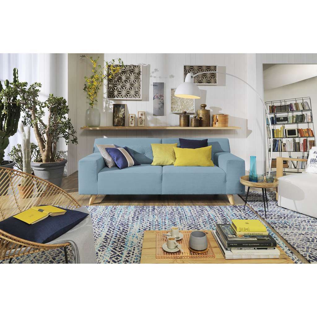 home24 Tom Tailor Sofa Nordic Pure 2-Sitzer Himmelblau Webstoff 206x77x91 cm
