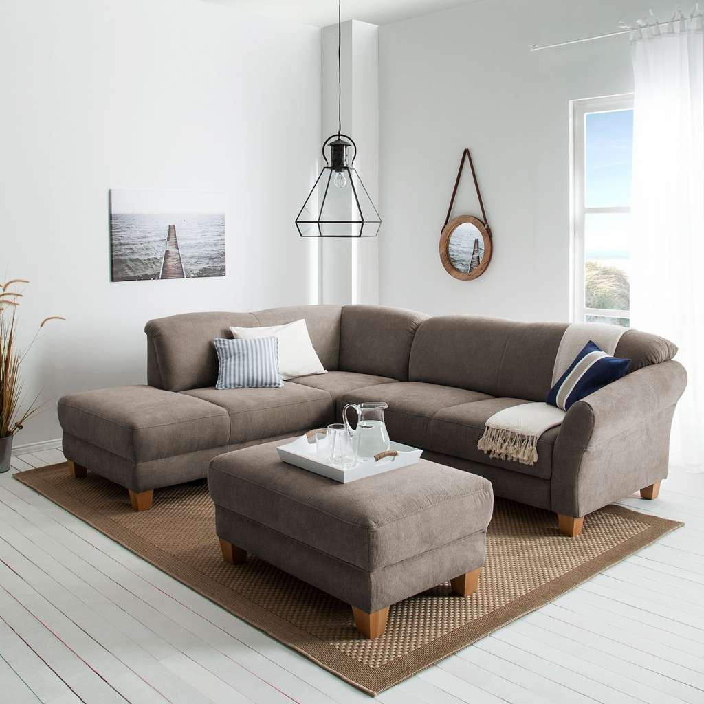 home24 Ars Natura Ecksofa Cebu 2-Sitzer Cubanit Webstoff 257x84x212 cm mit Bettkasten
