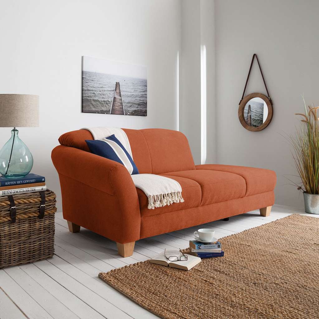 home24 Ars Natura Recamiere Cebu Honigbraun Webstoff 194x84x91 cm
