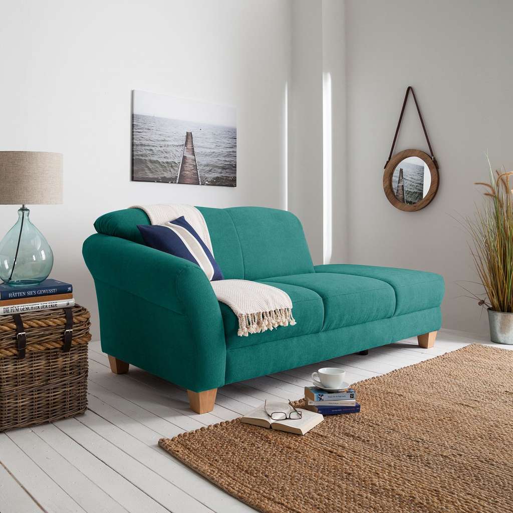 home24 Ars Natura Recamiere Cebu Petrol Webstoff 194x84x91 cm