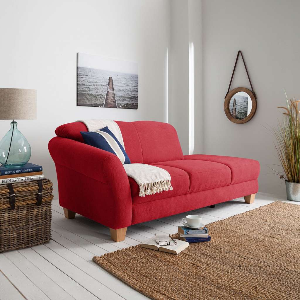 home24 Ars Natura Recamiere Cebu Rot Webstoff 194x84x91 cm