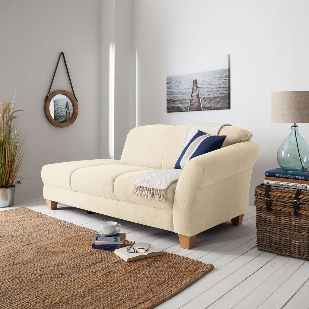home24 Ars Natura Recamiere Cebu Creme Webstoff 194x84x91 cm