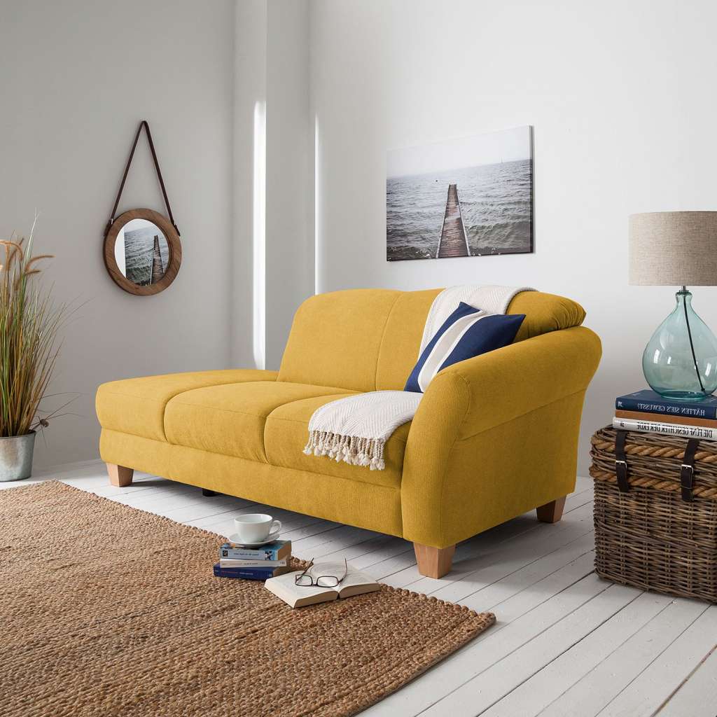 home24 Ars Natura Recamiere Cebu Safrangelb Webstoff 194x84x91 cm