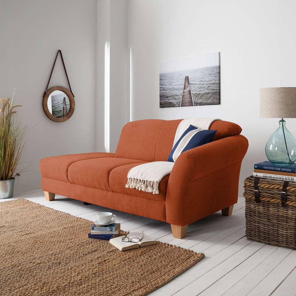 home24 Ars Natura Recamiere Cebu Honigbraun Webstoff 194x84x91 cm