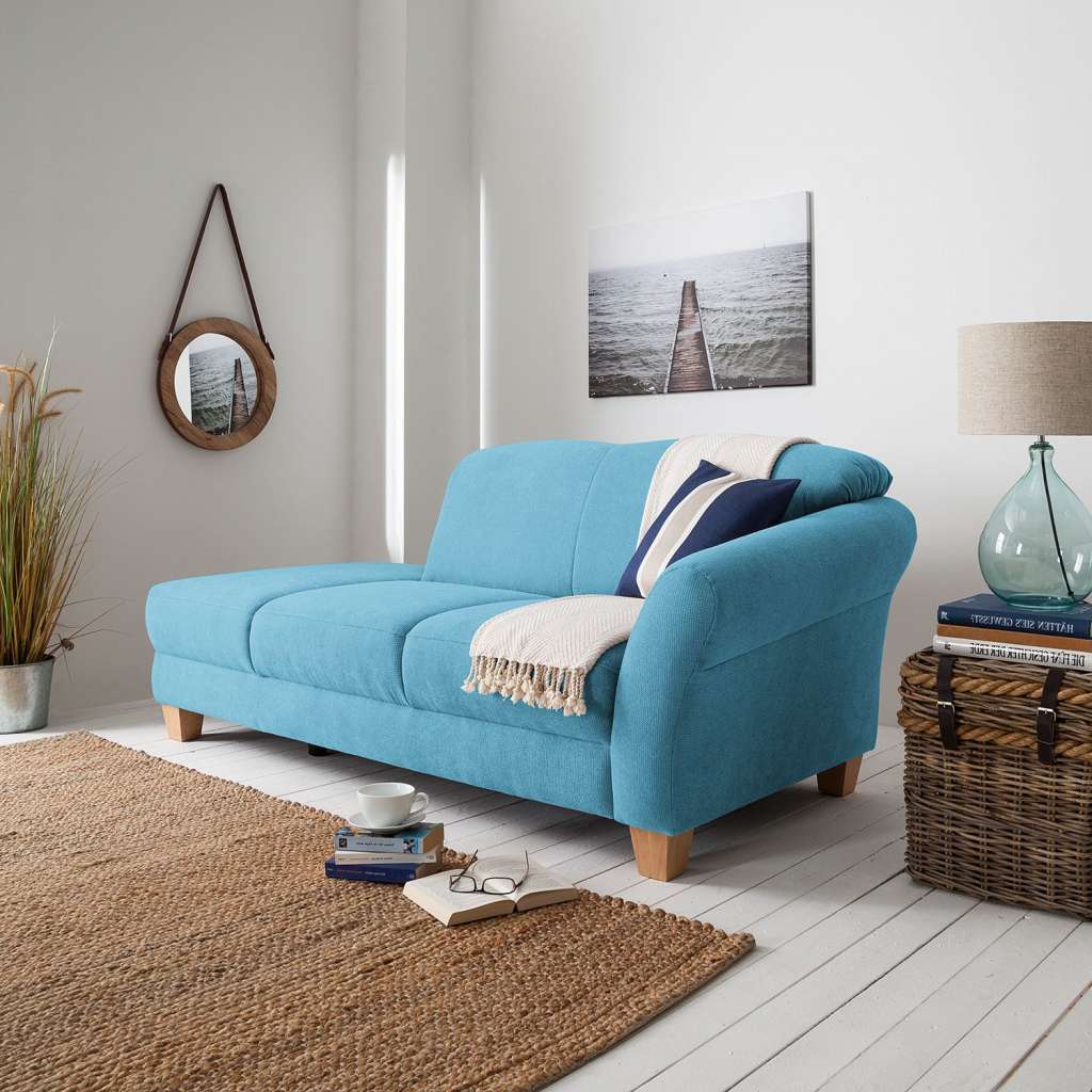 home24 Ars Natura Recamiere Cebu Hellblau Webstoff 194x84x91 cm