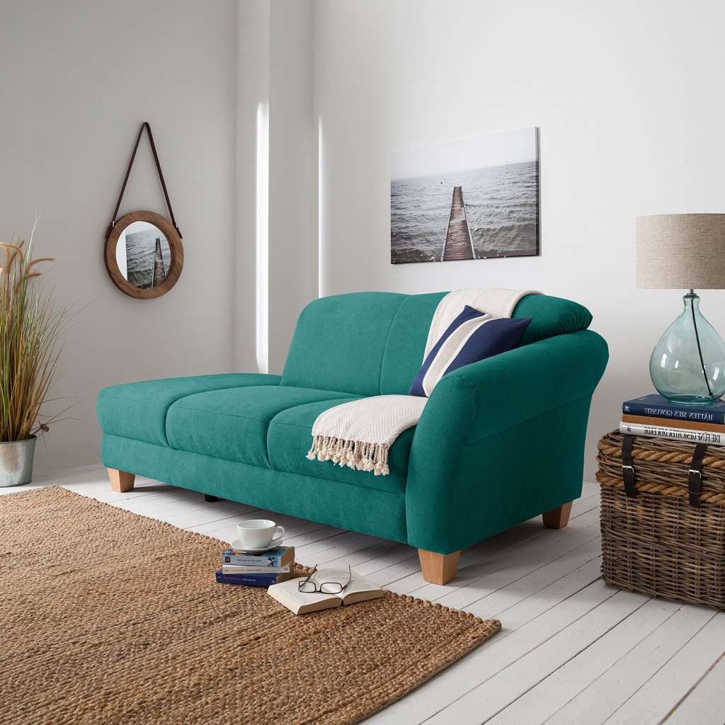 home24 Ars Natura Recamiere Cebu Petrol Webstoff 194x84x91 cm