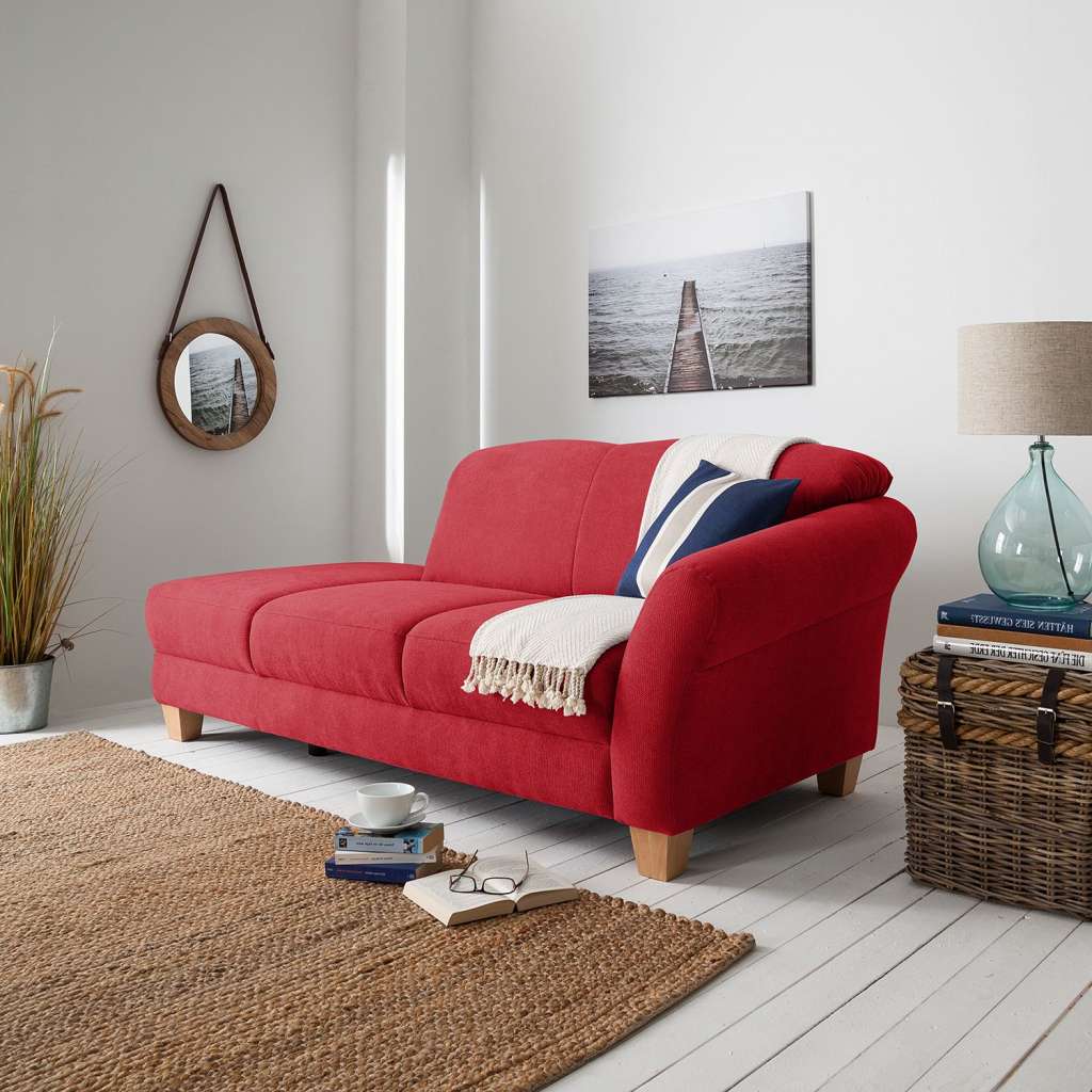 home24 Ars Natura Recamiere Cebu Rot Webstoff 194x84x91 cm
