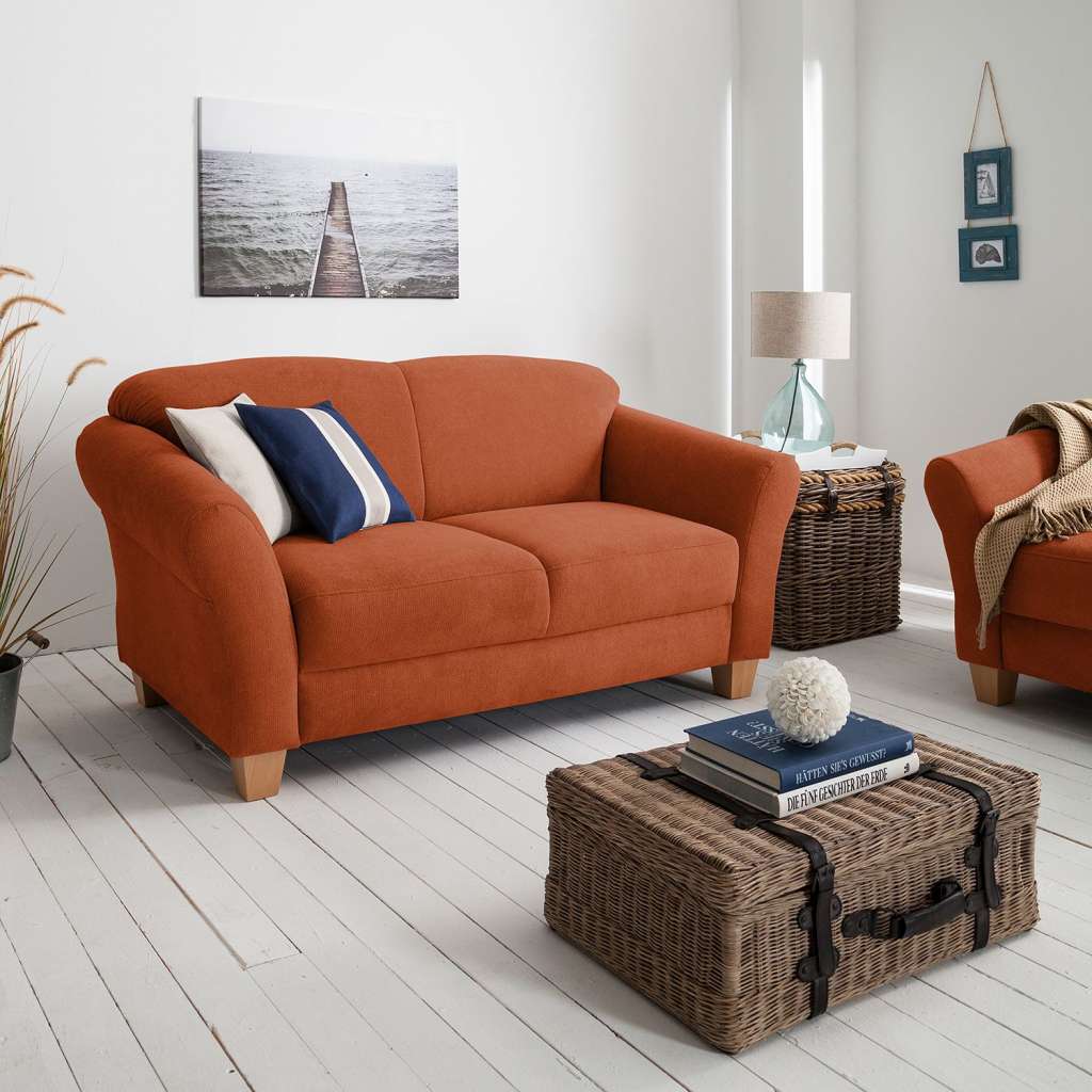 home24 Ars Natura Sofa Cebu 2-Sitzer Honigbraun Webstoff 163x84x89 cm