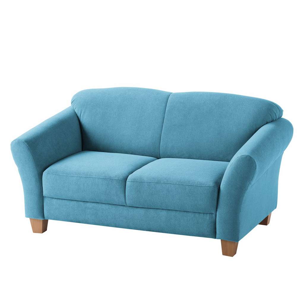 home24 Ars Natura Sofa Cebu 2-Sitzer Hellblau Webstoff 163x84x89 cm