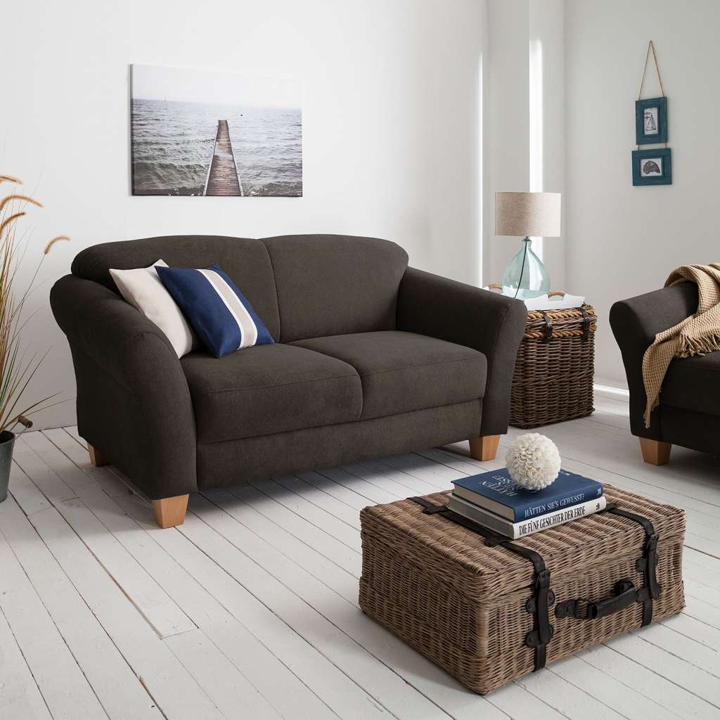 home24 Ars Natura Sofa Cebu 2-Sitzer Espresso Webstoff 163x84x89 cm