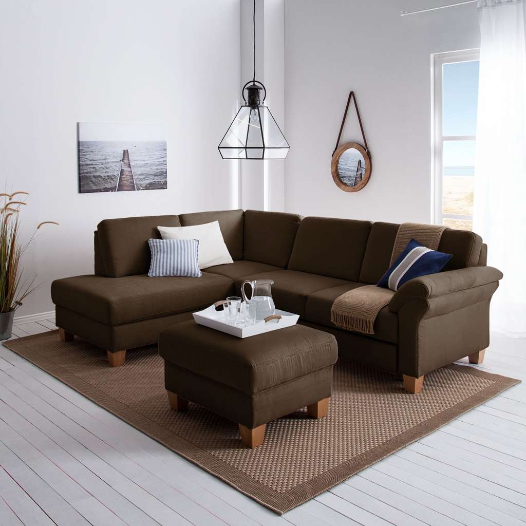 home24 Ars Natura Ecksofa Davao Braun Microfaser 249x87x189 cm mit Schlaffunktion und Bettkasten
