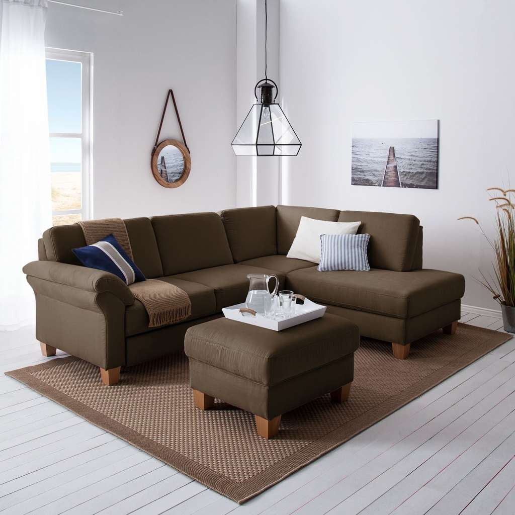 home24 Ars Natura Ecksofa Davao Kokosnuss Braun Microfaser 249x87x189 cm mit Schlaffunktion und Bettkasten