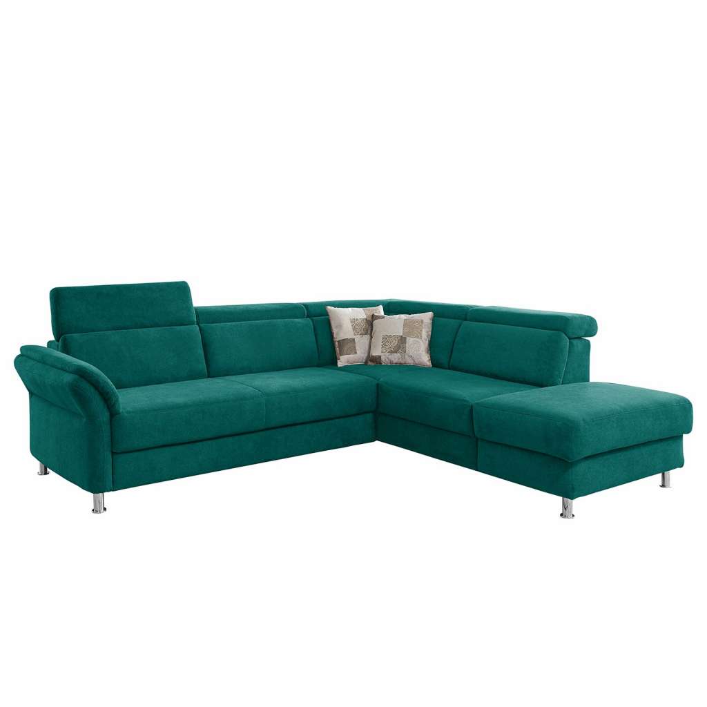 home24 Fredriks Ecksofa Calang Petrol Webstoff 267x97x228 cm (BxHxT) mit Schlaffunktion/Bettkasten Modern