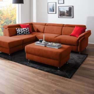 home24 Fredriks Polsterhocker Calang Honigbraun Webstoff 102x45x68 cm (BxHxT) Modern