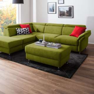 home24 Fredriks Polsterhocker Calang Grasgrün Webstoff 102x45x68 cm (BxHxT) Modern