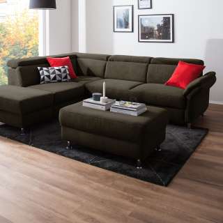 home24 Fredriks Polsterhocker Calang Espresso Webstoff 102x45x68 cm (BxHxT) Modern