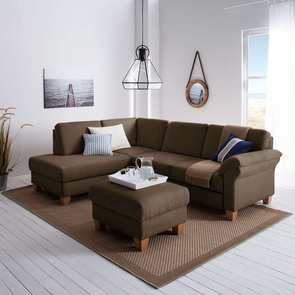 home24 Ars Natura Ecksofa Davao Kokosnuss Braun Microfaser 249x87x189 cm mit Schlaffunktion und Bettkasten