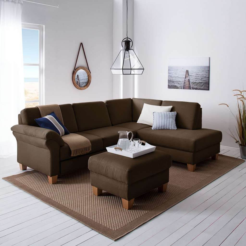 home24 Ars Natura Ecksofa Davao Braun Microfaser 249x87x189 cm mit Schlaffunktion und Bettkasten