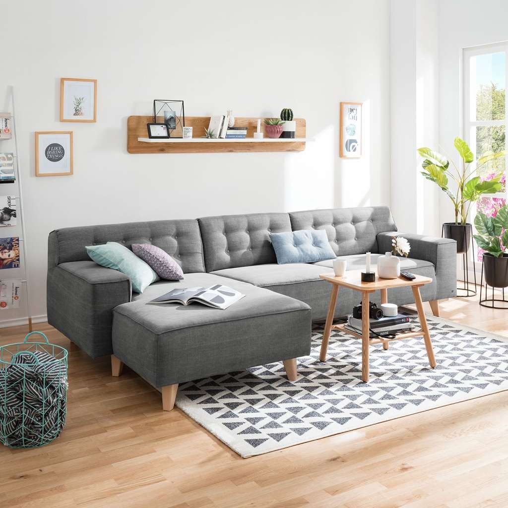 home24 Tom Tailor Ecksofa Nordic Chic II Graphitgrau Webstoff 286x77x151 cm