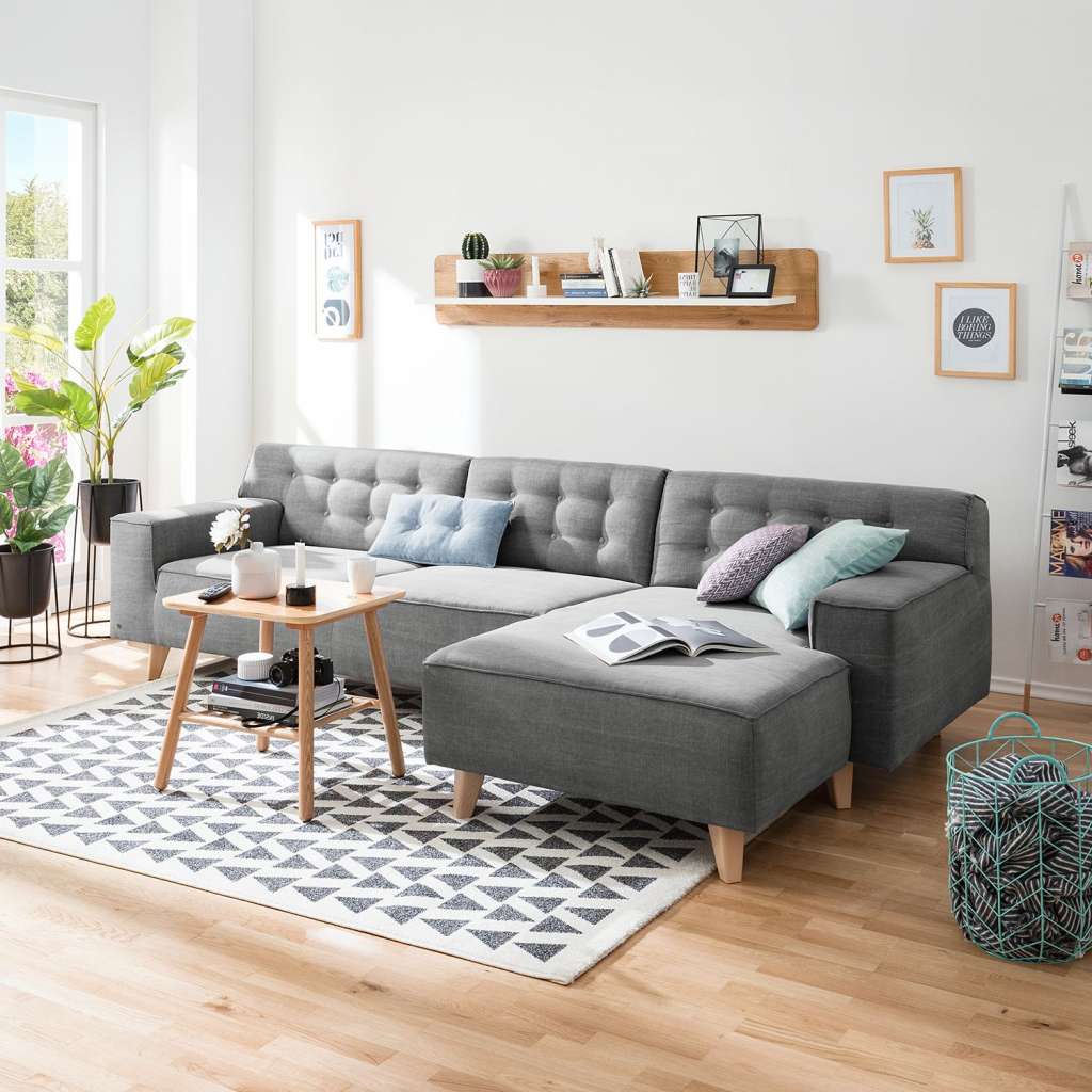 home24 Tom Tailor Ecksofa Nordic Chic II Graphitgrau Webstoff 286x77x151 cm