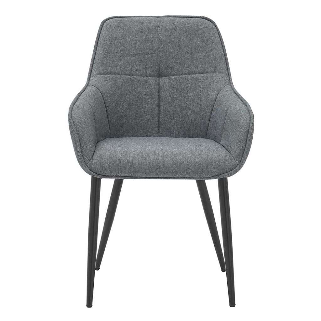 Grauer Esstischstuhl mit Gestell aus Metall aufwendigen Steppungen