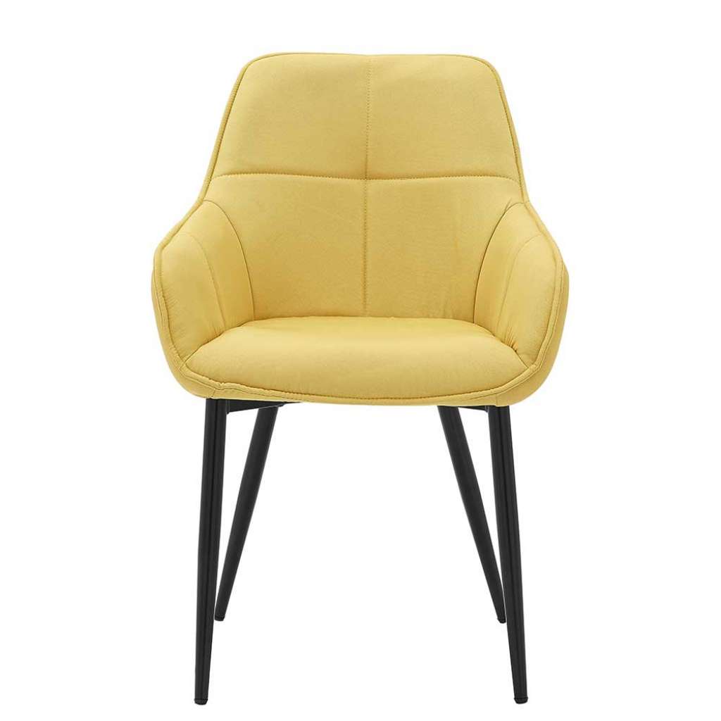 Polster Armlehnstuhl in Gelb und Schwarz Gestell aus Metall