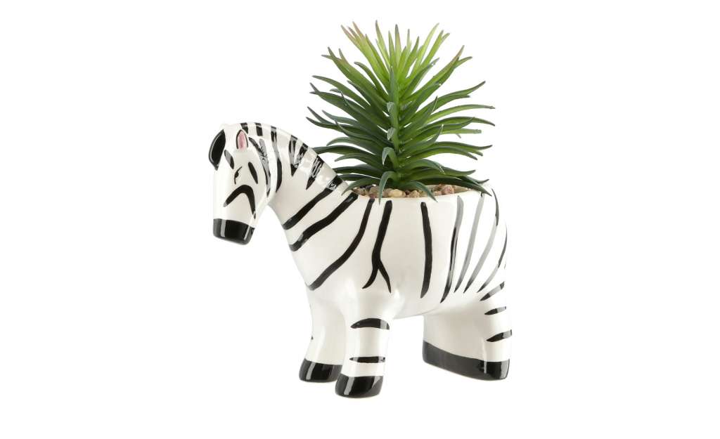 Sukkulente im Topf  Zebra ¦ weiß ¦ Kunststoff, Steinzeug Dekoration > Kunstblumen - Höffner