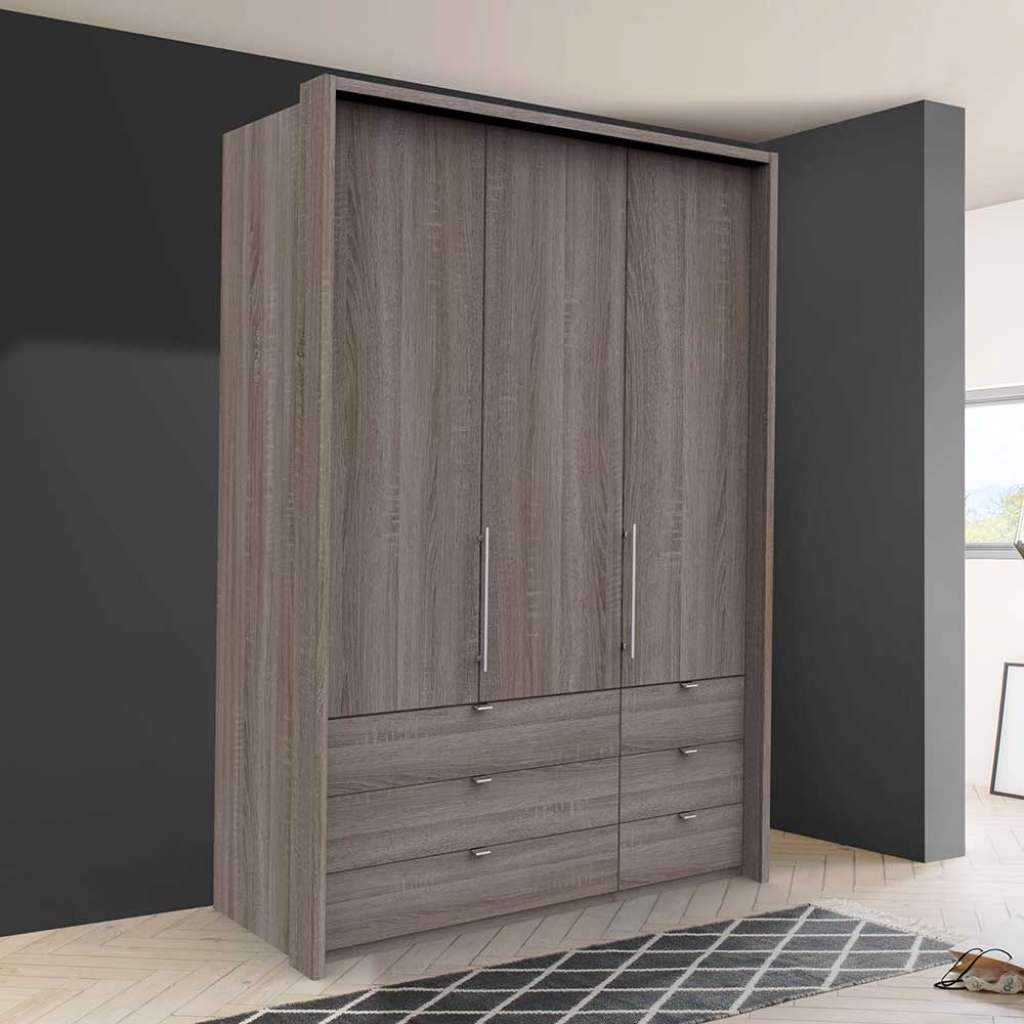 Kleiderschrank Jugendzimmer 2 türig mit Schubladen Eiche Trüffelfarben