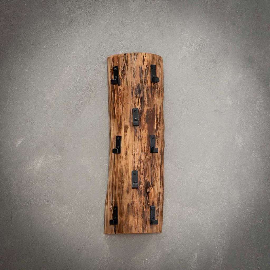 Wandgarderobenleiste aus Akazie Massivholz 8 Kleiderhaken