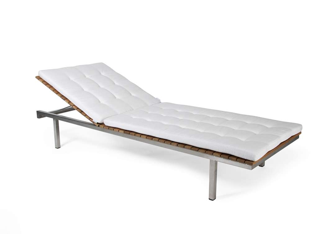 Skargaarden - Häringe Sun Lounger - Stahlgestell gebürstet - chine meliert - outdoor