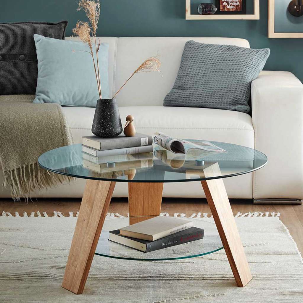Designercouchtisch in Glas Transparent Asteichefarben
