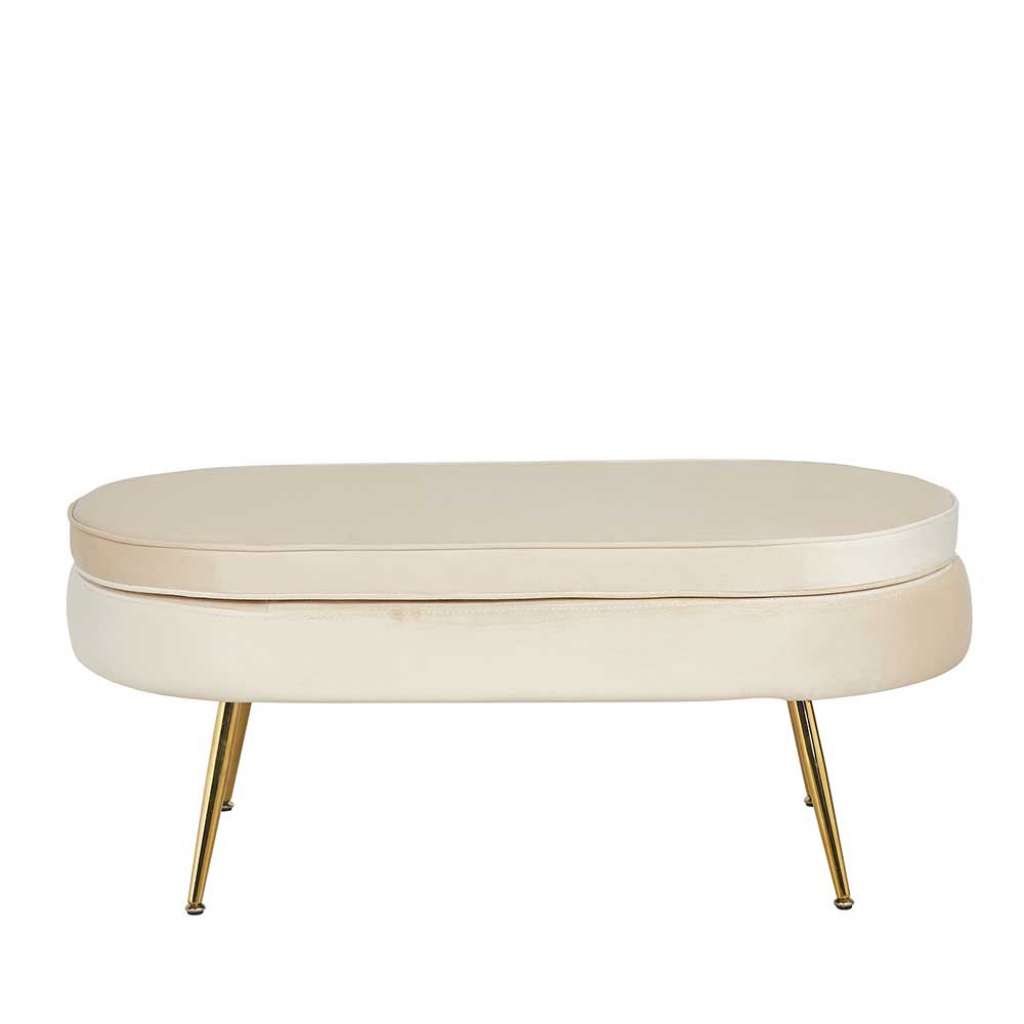 Ovaler Couchhocker in Beige Goldfarben
