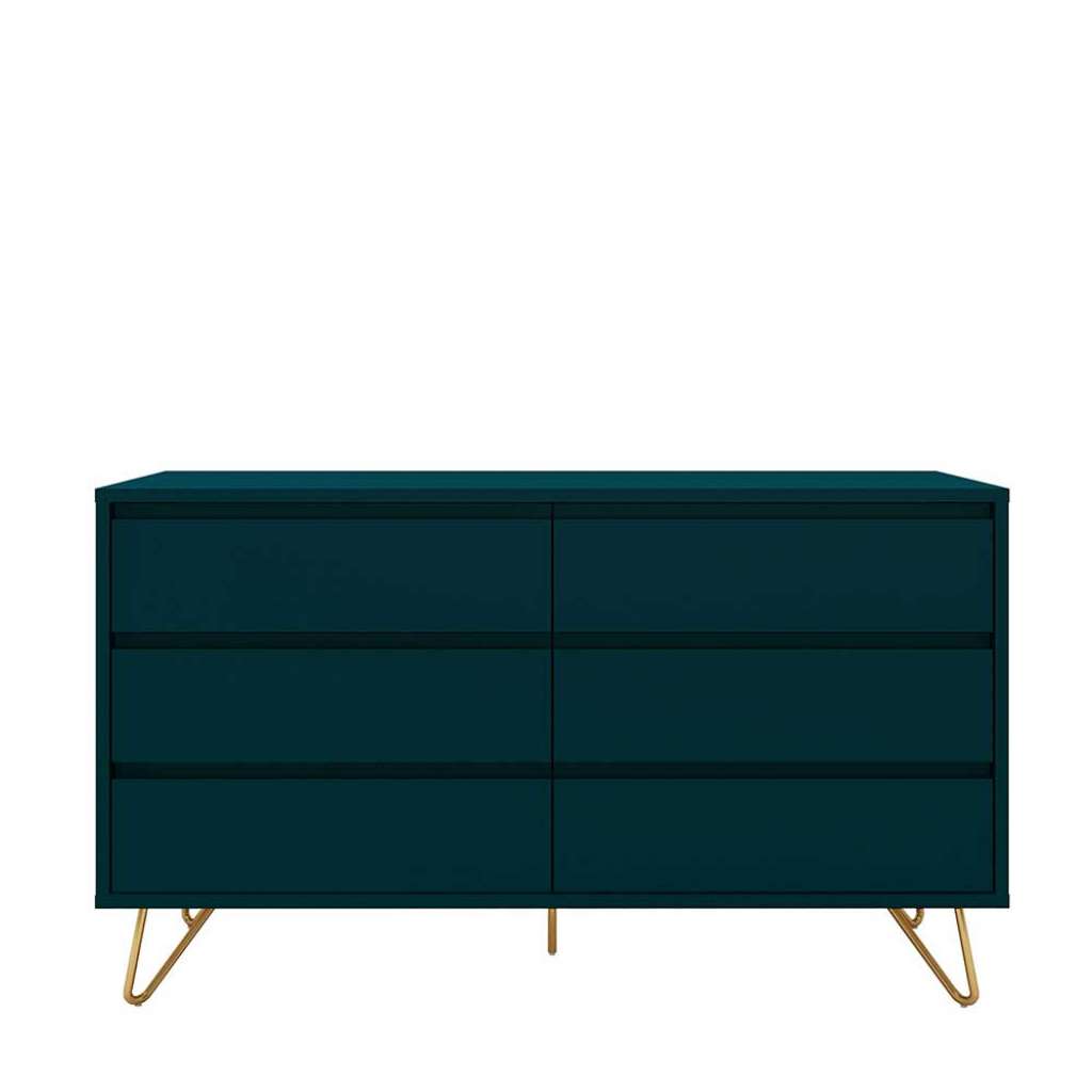 Esszimmersideboard in Dunkelblau und Gold Skandi Design