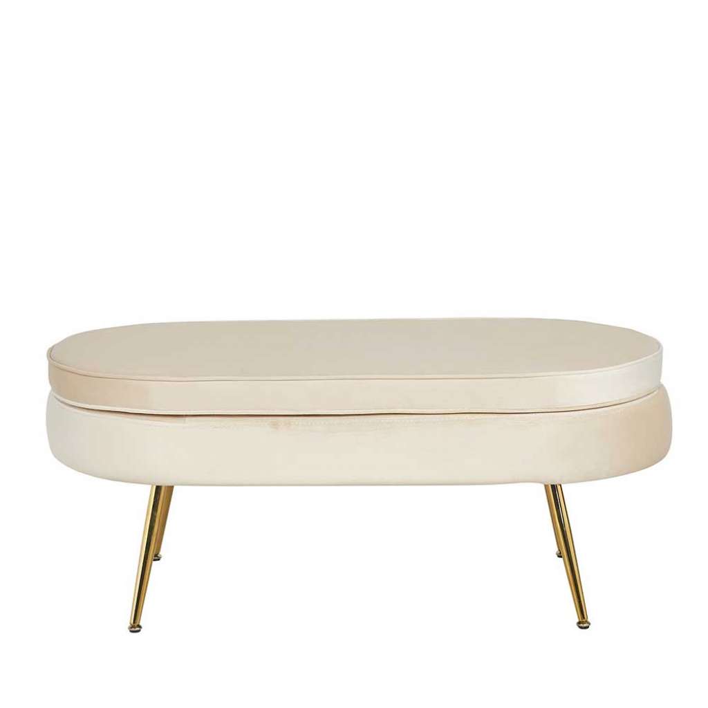 Ovaler Couchhocker in Beige Goldfarben