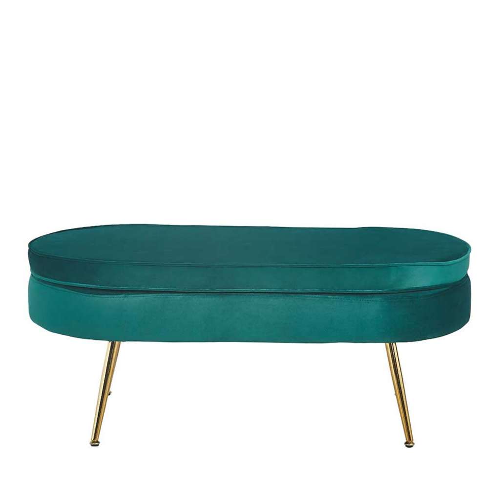 Hocker oval im Retrostil Samt Bezugsstoff