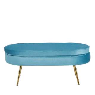 Hocker oval aus Samt Vierfußgestell aus Metall