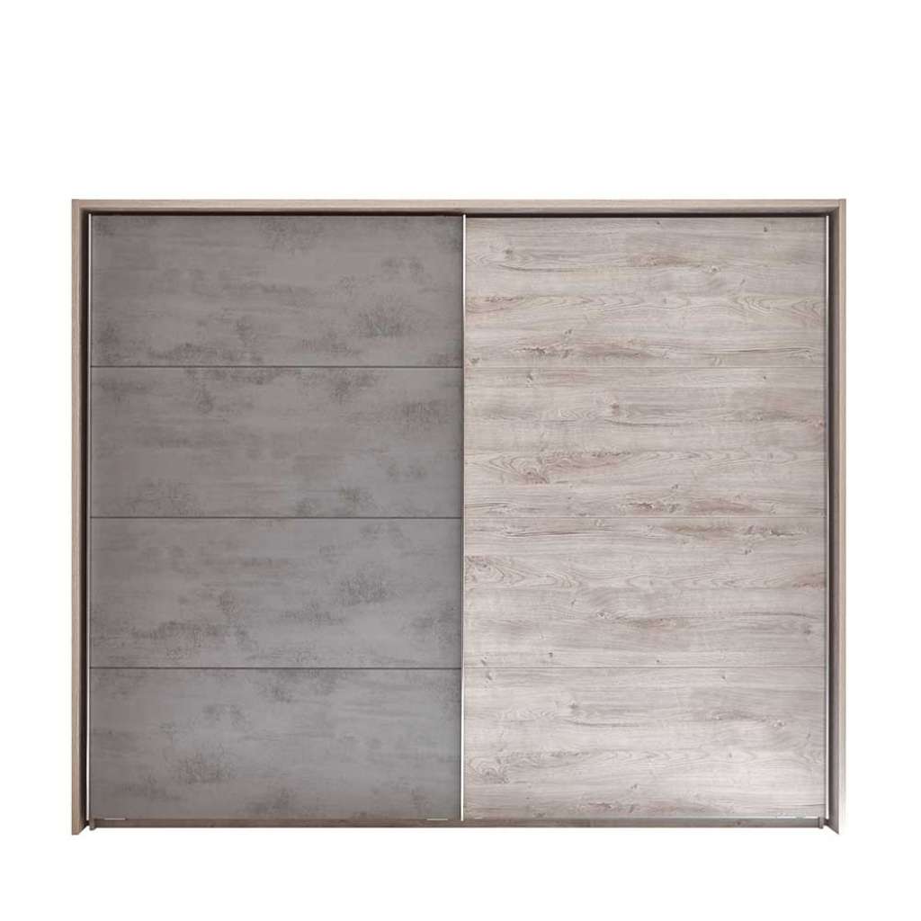 Schlafzimmerschrank in Eiche Grau und Betonoptik 2 türig