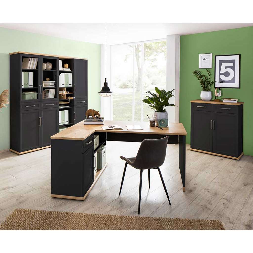 Bürokombination in Grau und Asteichefarben Landhausstil (dreiteilig)