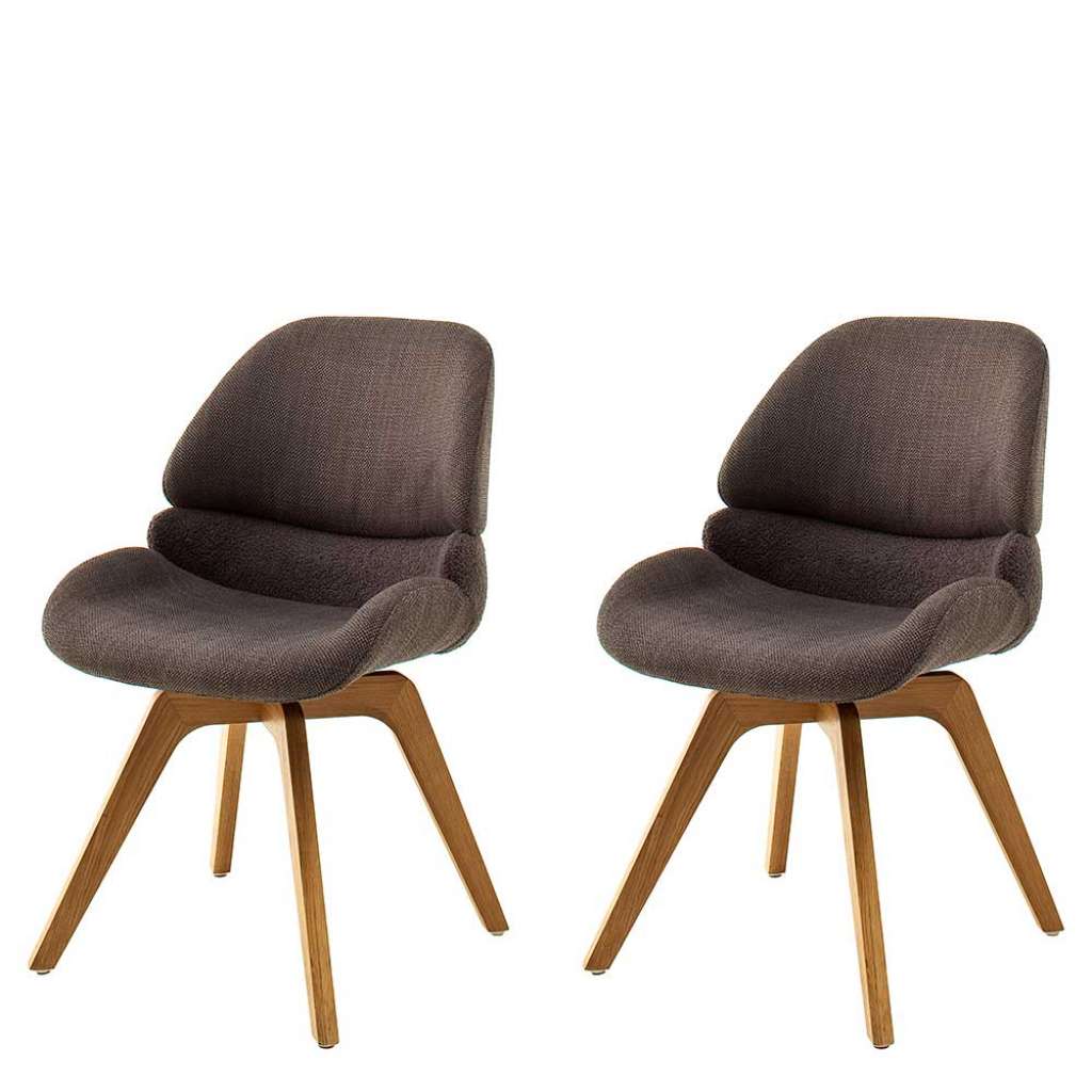 Polsterstühle Esszimmer in Hellbraun und Eichefarben drehbar (2er Set)